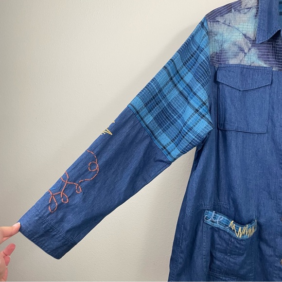 JOHNNY WAS Moonlight Tie Dye Patchwork‎ Boho Utility Jacket Size Large - Picture 5 of 13